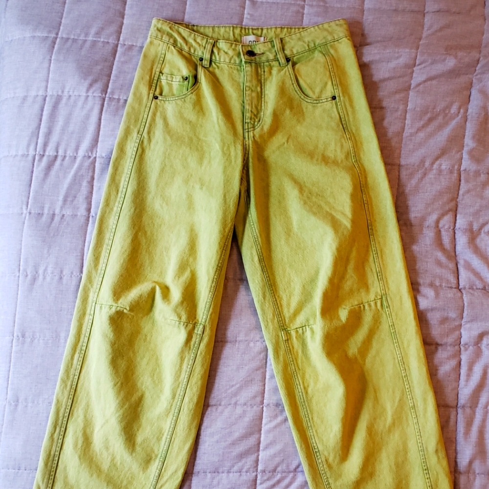 NWOT BDG Urban Outfitters Neon Lime Green Wide Leg Pants
